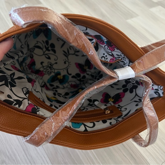 SAMOE STYLE Floral Brown Shoulder Purse Handbag Faux Leather - Picture 6 of 17